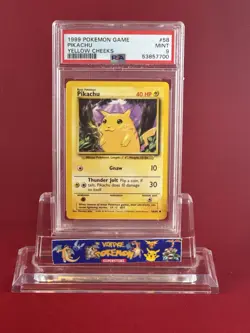 1999 Pokemon Base Yellow Cheeks PIKACHU Card #58/102 PSA 9 - Image 1