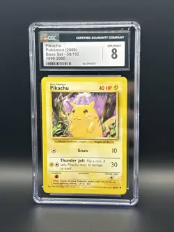 Pokemon TCG Pikachu Base Set Regular Card 58/102 - CGC 8 - Image 1