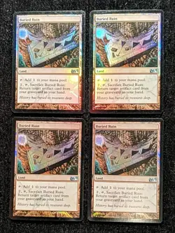 2011 Magic MTG M12 Core Set Buried Ruin FOIL x4 NM8+ - Image 1