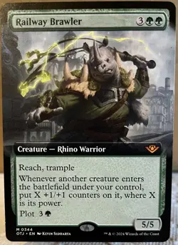 Magic MTG Railway Brawler - Outlaws of Thunder Junction *Extended Art* NM Mythic - Image 1