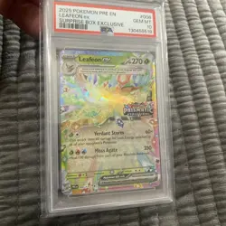 Pokemon Prismatic Evolutions Leafeon ex 006/131 Surprise Box Stamped PSA 10 - Image 2