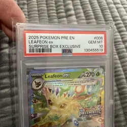 Pokemon Prismatic Evolutions Leafeon ex 006/131 Surprise Box Stamped PSA 10 - Image 5