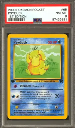 Pokemon Team Rocket 1st Edition Psyduck 65/82 PSA 8 - Image 1