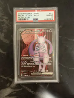 2025 POKEMON DRI EN-DESTINED RIVALS TEAM ROCKET'S MEWTWO EX PSA 10 *NEW CERT* - Image 1