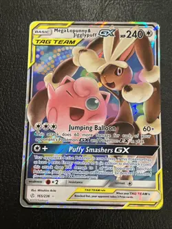 Pokemon Cosmic Eclipse Mega Lopunny & Jigglypuff GX 165/236 Full Art Holo MP - Image 1