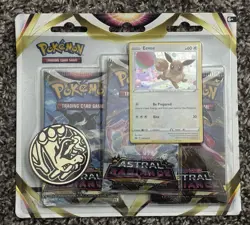 Pokemon TCG Sword & Shield Astral Radiance 3 Pack Blister Eevee New Sealed - Image 1