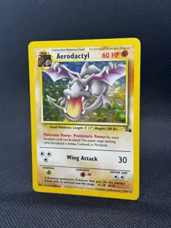 Pokemon TCG Aerodactyl 1/62 Fossil Holo Rare Unlimited Vintage WOTC 1999 MP - Image 2