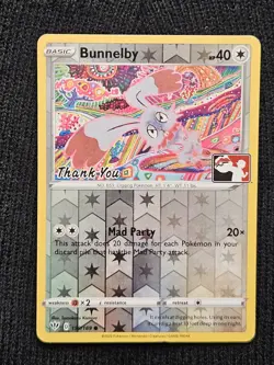Pokemon Bunnelby 150/189 Reverse Holo "Thank You" Stamped League Promo Card LP - Image 1