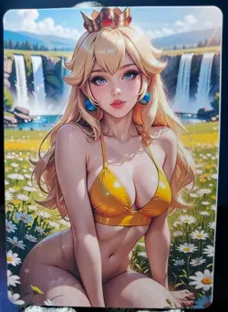 1/1 Only 1 Made Princess Peach Waterfall Mario Customs Waifu Card Size 5x3.5 - Image 1