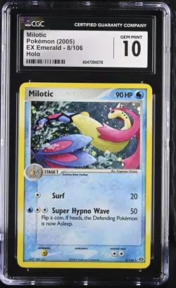 CGC 10 GEM MINT Milotic 2005 EX Emerald 8/106 Holo Pokemon Card - Image 1