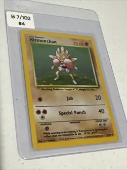 * Hitmonchan - 7/102 - Pokemon Base Set Unlimited Holo Rare Card WOTC Vintage MP - Image 1