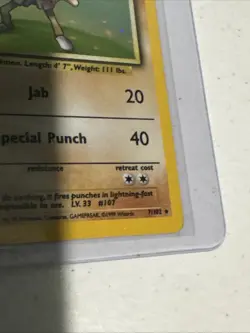 * Hitmonchan - 7/102 - Pokemon Base Set Unlimited Holo Rare Card WOTC Vintage MP - Image 5
