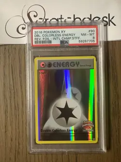 PSA 8 - STAFF DOUBLE COLORLESS ENERGY - INTERNATIONAL - Pokemon CHAMPIONSHIPS - Image 1