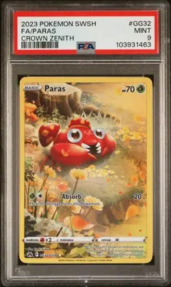 2024 Pokemon Sword and Shield Crown Zenith Paras Full Art #GG32 PSA 9 mint - Image 1