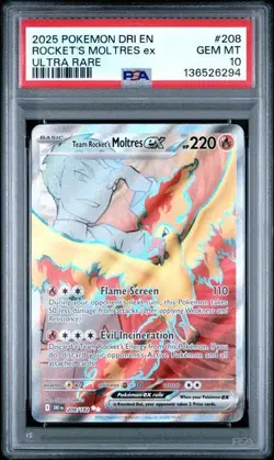 Pokemon TCG Team Rockets Moltres EX 208/182. Destined Rivals. PSA 10. - Image 1