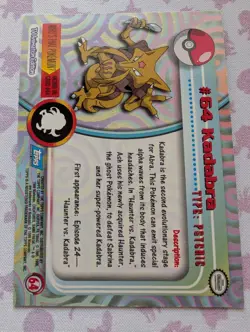 Pokemon #64 Kadabra 1999 TV Animation Edition Blue Logo Topps Holo - Image 2