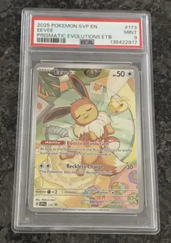2025 POKEMON PRISMATIC EVOLUTIONS ELITE TRAINER BOX SVP EN-SV #173 EEVEE PSA 9 - Image 1