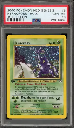 Pokemon Heracross Neo Genesis 1st Edition Holo Rare #6 PSA 10 Gem Mint - Image 1