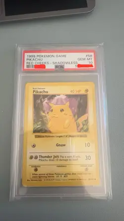 Pokemon Base Set Shadowless Red Cheeks Pikachu #58 1999 PSA GEM MINT 10 - Image 1