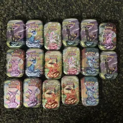 Pokemon Prismatic Evolutions Mini Tins Opened No Packs 17 Empty - Image 1