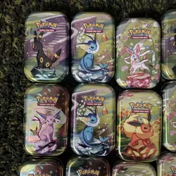 Pokemon Prismatic Evolutions Mini Tins Opened No Packs 17 Empty - Image 2