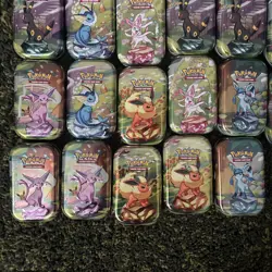 Pokemon Prismatic Evolutions Mini Tins Opened No Packs 17 Empty - Image 4