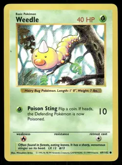 Pokemon Tcg Weedle [Shadowless] #69 Pokemon Base Set NM - Image 1