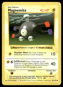 Pokemon Tcg Magnemite [Shadowless] #53 Pokemon Base Set LP - Image 1
