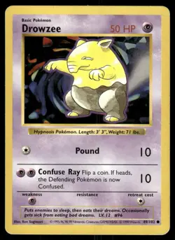 Pokemon Tcg Drowzee [Shadowless] #49 Pokemon Base Set MP - Image 1
