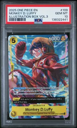 2025 ONE PIECE PROMOS ILLUSTRATION BOX VOL.3 #109 MONKEY D. LUFFY PSA 10 - Image 1