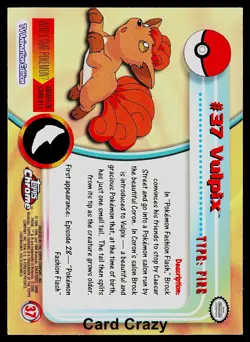 Vulpix #37 - Topps Chrome Series 1 Pokemon Card Light Play - Image 2