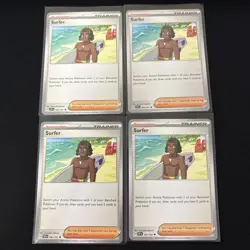 Pokemon Surfer 187/191 Trainer Playset Card Set 4X Surging Sparks Series - Image 1