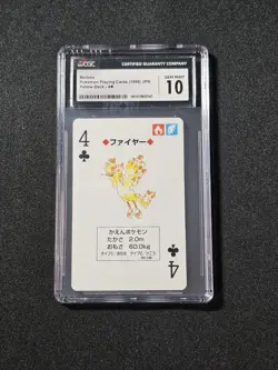 Moltres Pokemon Playing Cards Yellow Deck - 4 Clubs CGC 10 - Image 1