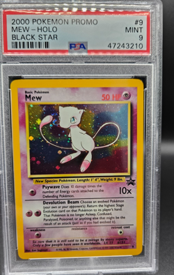 PSA 9 MINT Mew 2000 WOTC Black Star Promo 9 Holo League Pokemon Card Swirl! - Image 1