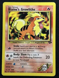 Blaine's Growlithe Gym Challenge 062/132 Pokemon card LP-NM - Image 1