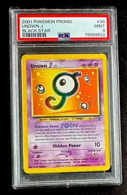 PSA 9 Unown J 2001 Pokemon Black Star Promo #38 Graded Vintage Wotc Card - Image 1