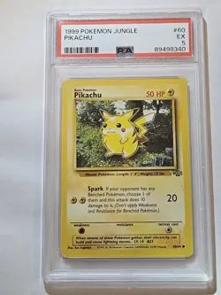 Pikachu 60/64 Jungle-Unlimited Edition Regular Graded Pokemon Card Vintage PSA 5 - Image 1
