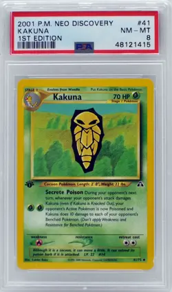 Pokemon 1st Edition Kakuna 41/75 Neo Discovery PSA 8 NM/Mint - Image 3