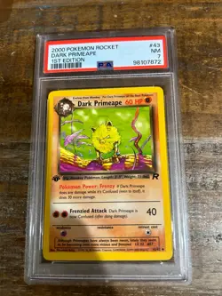 POKEMON 2000 Rocket DARK PRIMEAPE 1st Edition #43 PSA 7 RARE - Image 1