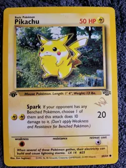 1999 Pokemon Jungle 1st Edition Pikachu 60/64 NM - Rare Gold W Stamp Promo WotC - Image 1