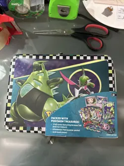 NEW-Pokemon TCG TYRANITAR & IRON VALIANT Collector Chest Tin Lunch Box - Sealed - Image 1