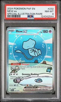 2024 POKEMON PAF EN-PALDEAN FATES SPECIAL ILLUSTRATION RARE #232 MEW EX PSA 8 - Image 1