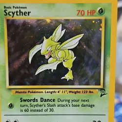 Pokemon Base Set 2 Scyther Holo Rare Card 017/130 70 HP English 1999 - Image 2