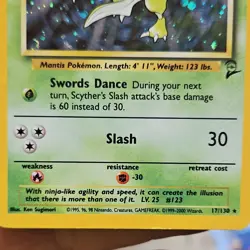 Pokemon Base Set 2 Scyther Holo Rare Card 017/130 70 HP English 1999 - Image 3