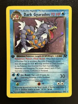 DARK GYARADOS Pokemon Card - WOTC - 1st Edition - Team Rocket - 8/82 HOLO NM (C) - Image 1