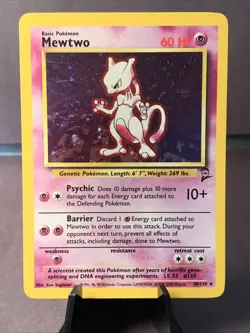 Pokemon TCG Mewtwo 10/130 Base Set 2 Holo Rare WOTC 2000 VTG SWIRL NM/LP - Image 1