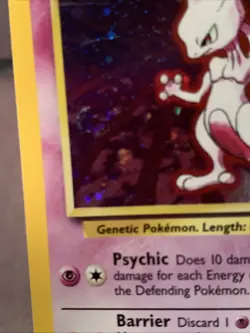 Pokemon TCG Mewtwo 10/130 Base Set 2 Holo Rare WOTC 2000 VTG SWIRL NM/LP - Image 2