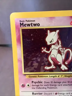Pokemon TCG Mewtwo 10/130 Base Set 2 Holo Rare WOTC 2000 VTG SWIRL NM/LP - Image 3