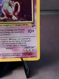 Pokemon TCG Mewtwo 10/130 Base Set 2 Holo Rare WOTC 2000 VTG SWIRL NM/LP - Image 5