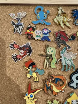 Lot of 47 DIFFERENT OFFICIAL POKEMON enamel pins 2014-2019 w CORKBOARD AND BACKS - Image 2